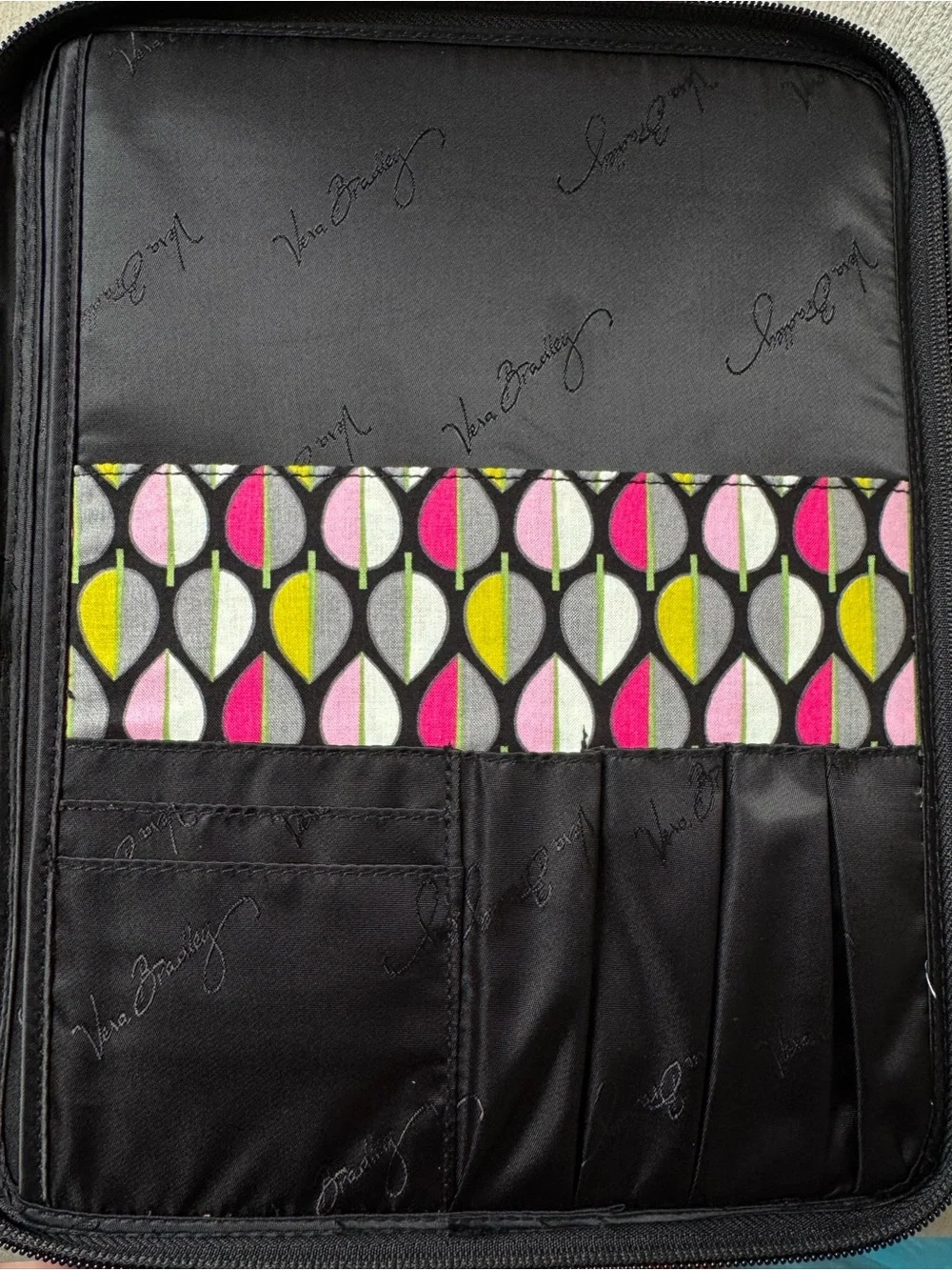 Vera Bradley Tablet Tamer Organizer Classic Black Quilted Zip Around NEW w/ Tags